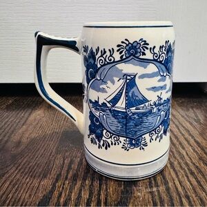 Vintage Delft Blue Holland Beer Stein Mug | Handpainted Windmill Scene
